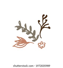 Naive carved doodle neutral flower motif icon. Cute rustic folk silhouette illustration clipart. Decorative hand carved lino unisex sticker. Isolated minimal gender neutral. Vector design element