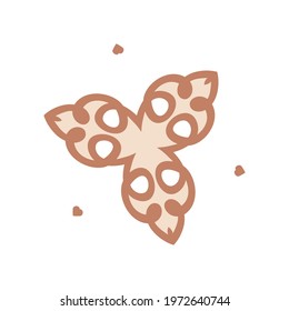 Naive carved doodle neutral flower motif icon. Cute rustic folk silhouette illustration clipart. Decorative hand carved lino unisex sticker. Isolated minimal gender neutral. Vector design element