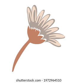 Naive carved doodle neutral flower motif icon. Cute rustic folk silhouette illustration clipart. Decorative hand carved lino unisex sticker. Isolated minimal gender neutral. Vector design element