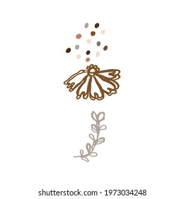 Naive carved doodle neutral flower motif icon. Cute rustic folk silhouette illustration clipart. Decorative hand carved lino unisex sticker. Isolated minimal gender neutral. Vector design element