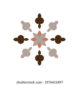 Naive carved doodle neutral foral motif icon. Cute rustic folk silhouette illustration clipart. Decorative hand carved lino unisex sticker. Isolated minimal gender neutral. Vector design element