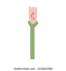 naive childish flower in cute flat minimalist style, botanical element for baby greeting cards textile and wrapping