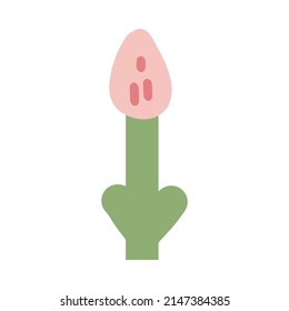 naive childish flower in cute flat minimalist style, botanical element for baby greeting cards textile and wrapping