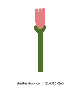 naive childish flower in cute flat minimalist style, botanical element for baby greeting cards textile and wrapping