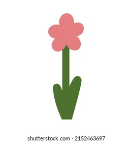 naive childish flower in cute flat minimalist style, botanical element for baby greeting cards textile and wrapping