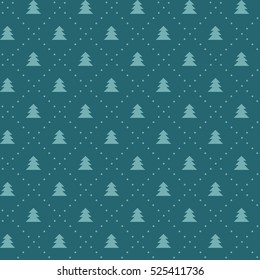 Naive Christmas vector seamless pattern with trees ans snow. Xmas simple texture. Christmas pattern. Christmas trees. Wrapping paper.