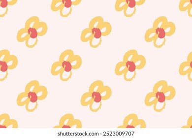 Padrão floral ingênuo no estilo dos anos 70 com groovy margaridas flores de tons naturais. Projeto retrô. Contemporâneo minimalista da moda fundo para crianças. Impressão de viveiro escandinavo.