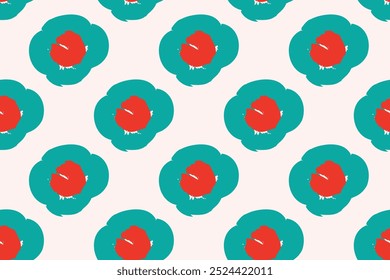Naives Blumenmuster im Stil der 70er Jahre mit groovigen Gänseblümchen in natürlichen Tönen. Retro-Design. Zeitgenössischer minimalistischer trendiger Hintergrund für Kinder. Skandinavischer Baumschulabdruck.