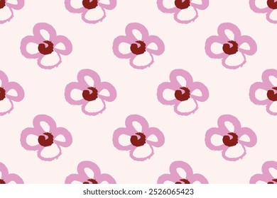Patrón floral ingenuo en el estilo de los años 70 con flores de margarita groovy de tonos naturales. Diseño retro. Fondo de moda minimalista contemporáneo para niños. Estampado de vivero escandinavo.