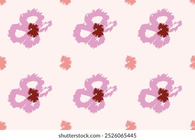 Naive floral pattern in the style of the 70s with groovy daisy flowers of natural tones. Retro design. Contemporary minimalistic trendy background for kids. Scandinavian nursery print.