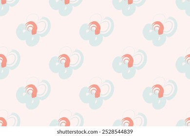 Naive floral pattern in the style of the 70s with groovy daisy flowers of natural tones. Retro design. Contemporary minimalistic trendy background for kids. Scandinavian nursery print.