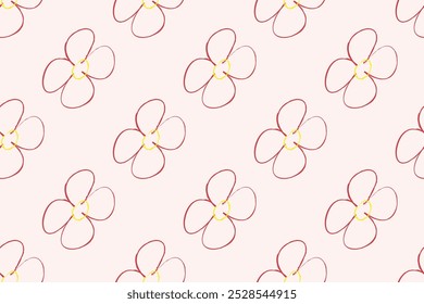 Naive floral pattern in the style of the 70s with groovy daisy flowers of natural tones. Retro design. Contemporary minimalistic trendy background for kids. Scandinavian nursery print.