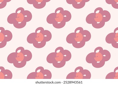 Naive floral pattern in the style of the 70s with groovy daisy flowers of natural tones. Retro design. Contemporary minimalistic trendy background for kids. Scandinavian nursery print.