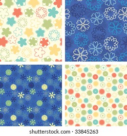 naive flowers in pattern set