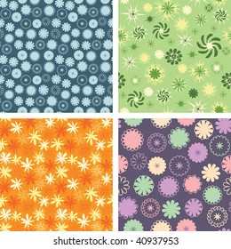 naive flowers in pattern set