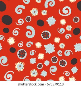 Naive flowers in seamless pattern