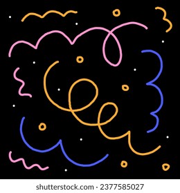 Naive groovy vector Boho doodle set. Brutal contemporary figure star oval wave patterns. Swiss design aesthetic. Geometric black posters in trendy retro brutalist design style.