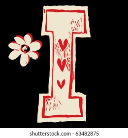 naive hand drawn alphabet, doodle I