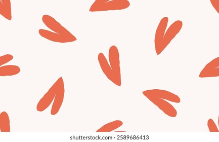 Naive heart pattern. Love seamles pattern. Minimalistic Red hearts vector illustration