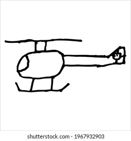 naive helicopter lineart illustration childish style.vector illustration