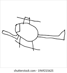 naive helicopter lineart illustration childish style.vector illustration