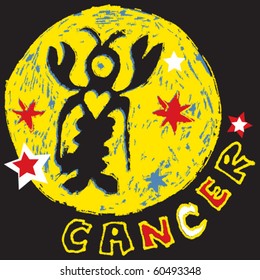 naive horoscope, hand drawn sign of the zodiac cancer