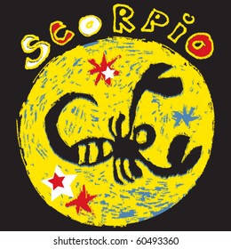 naive horoscope, hand drawn sign of the zodiac scorpio