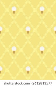 Naive ice cream cone seamless pattern design. Vector illustration.