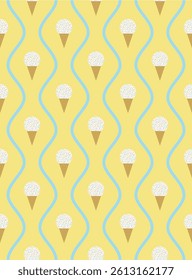 Naive ice cream cone seamless pattern design. Vector illustration.