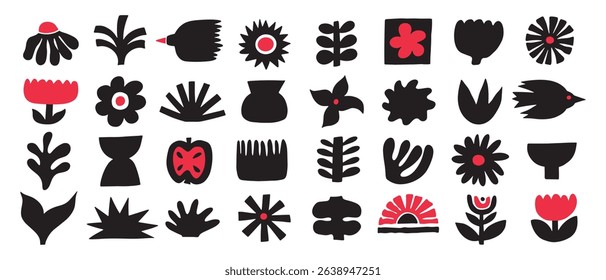 Naive organic shapes hand drawn collection. Funny basic doodle elements.Trendy shape silhouette, minimalist abstract form, vector set.