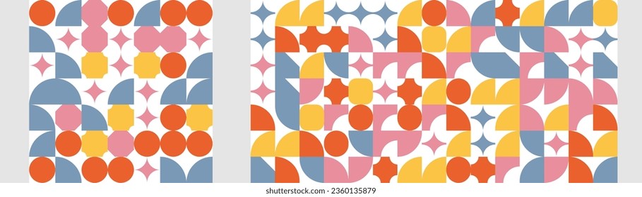 Naive playful abstract forms. geometric posters in a fashionable retro-brutalist style. Aesthetics of Swiss design. vector illustration Bauhaus