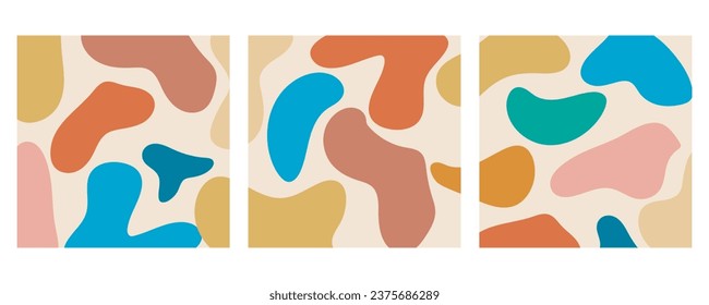 Naive playful abstract shapes background set