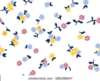 Naive pretty seamless country floral printed textile design