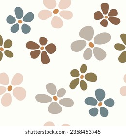 Patrón floral sin fisuras. Moderno y minimalista diseño de fondo boho con coloridas flores porosas pastel. Impreso infantil escandinavo para niños.