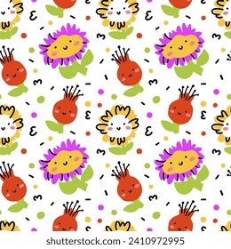Naive seamless flowers seamless pattern
