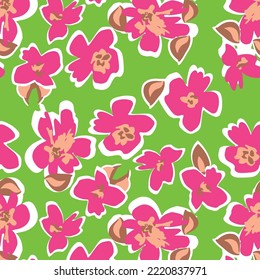 Naive shabby style tree blouson floral rapport. Simple single flower floral seamless pattern for background, fabric, textile, wrap, surface, web and print design. Hand drawn flowers motif.