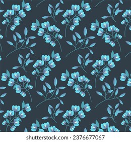 Naive shabby style tree blouson floral rapport. Simple single flower floral seamless pattern for background, fabric, textile, wrap, surface, web and print design. Hand drawn flowers motif.	