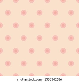 Naive simple polka dot seamless pattern in pastel rose color. Flat geometric classic repeatable motif for fabric, wrapping paper, surface design, web background. vector illustration.