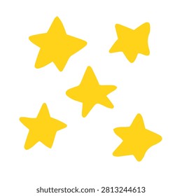Naive space set. Hand-drawn stars isolated on white background. Yellow color astronomical object. Universe wye sign. Magic night image. Astronomy, astrology, cosmos symbol. Vector science illustration