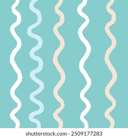 Naive squiggle pattern with bright green, yellow, pink and blue wavy lines on a light background. Creative abstract squiggle style drawing background.