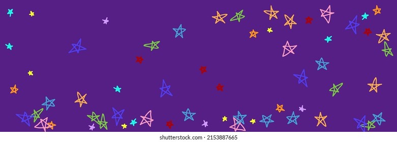 Naive Stars Blue Violet Red Green Turquoise Handdrawn Stars. Rainbow Pink Vibrant Bright Colorful Vivid Orange Picture. Purple Childish Dark Pastel Multicolor Yellow Chaotic Kids Background.