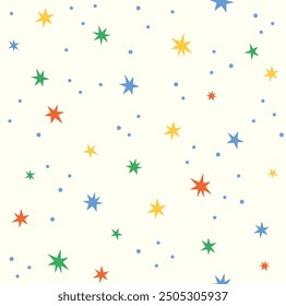 Diseño de patrón transparente de estrellas ingenuas. Ilustración vectorial. 