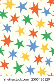 Naive stars seamless pattern design. Vector illustration. 