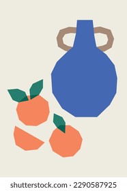 Naive still life poster graphic design. Vector illustration.