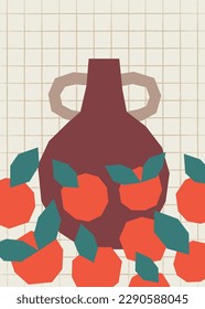 Naive still life poster graphic design. Vector illustration.