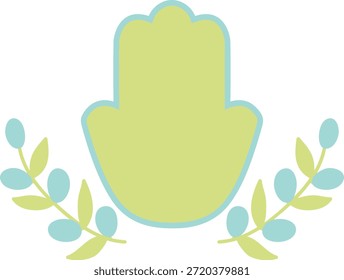 Hamsa de estilo nativo con ramas de olivo Símbolo de protección espiritual con Espacio para texto