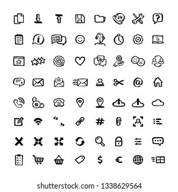 Naive Style Icon Set. Doodle Ink Set Of Icons With Elements For Mobile Concepts And Web Apps. Vector Hand Drawn Naive Style Line Icons