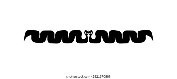 Naive style illustration of pair snake featuring simplified forms and a primitive folk art aesthetic. Inspired by traditional and prehistoric artistic expressions. Vector Illustration