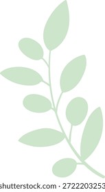 Ilustración vectorial de rama de olivo de estilo ingenuo en verde suave, elemento floral dibujado a mano