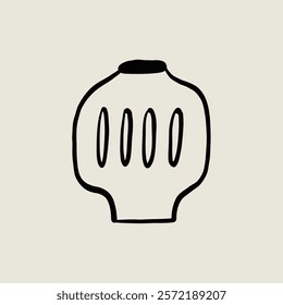 Naive Vase Pottery Ceramic. Jar Sketch Black Line Symbol. Stylized Whimsical Hand Drawn Vector Element Decor